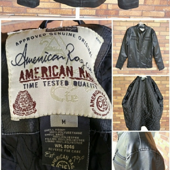 American Rag Cie Faux Leather Jacket Blk M - Picture 8 of 8